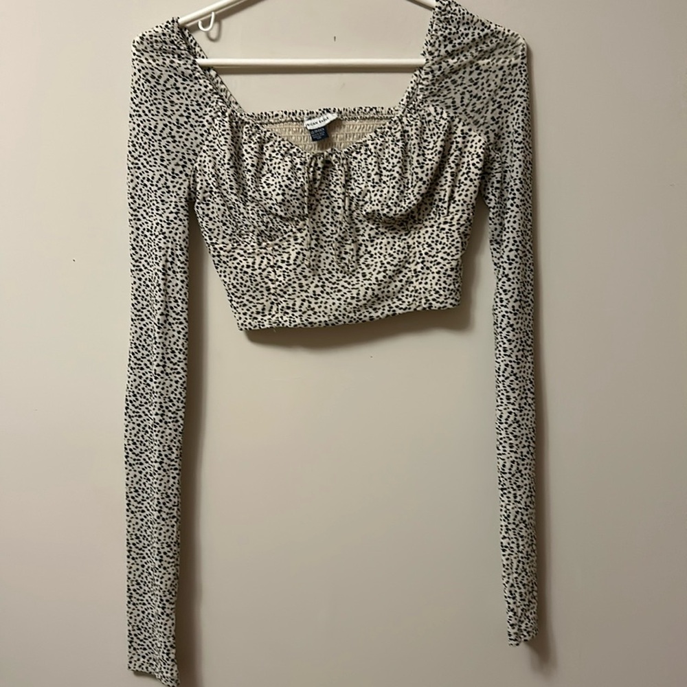 American Eagle long sleeved cropped top smocked back shaped bust size XS